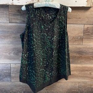 GoldRay Ladies Sleeveless Top, Size Large, Animal Print, Black,Green and Tan